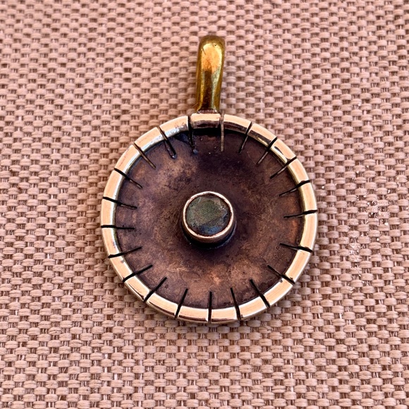 Jewelry - Artisan sterling and labradorite disc pendant Jewelry - Artisan sterling and labradorite disc pendant